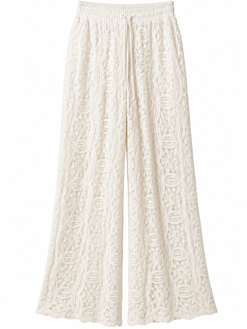 Express White Lace Wide Leg Pants Built In Shorts Boho Resort Beach XS